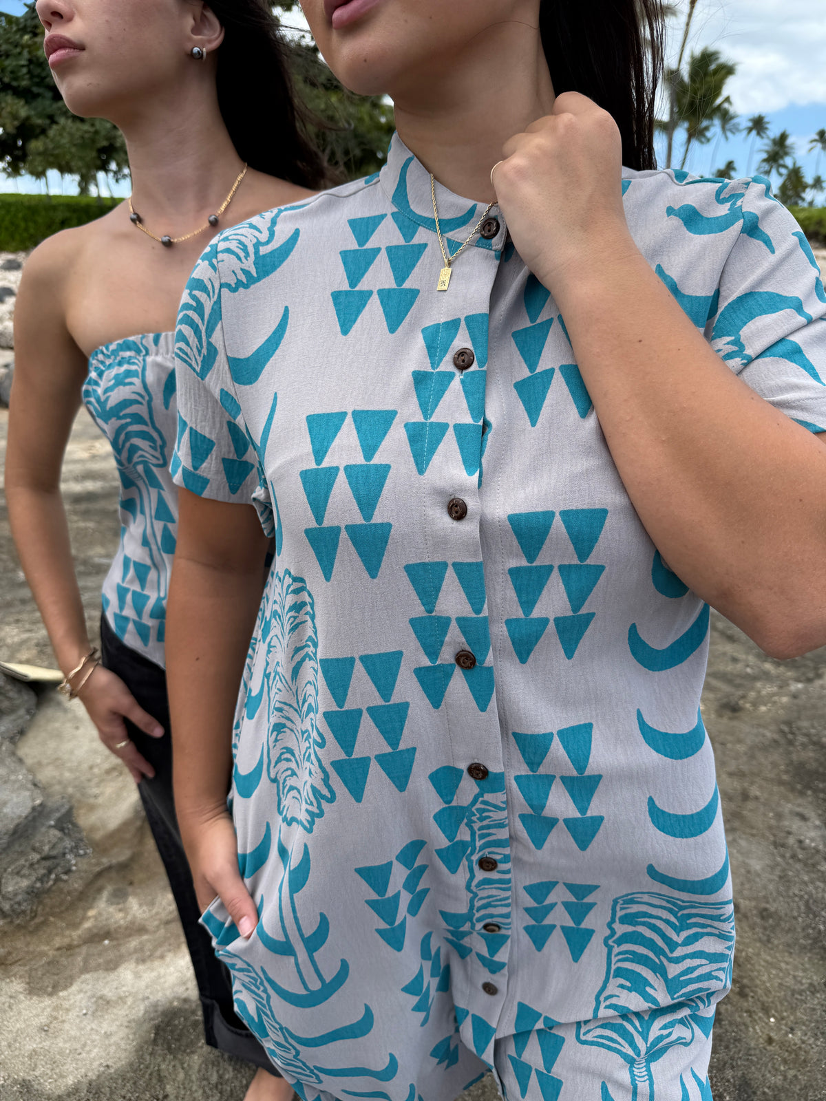 Women's Royal Kāhili Mandarin Collar Dress